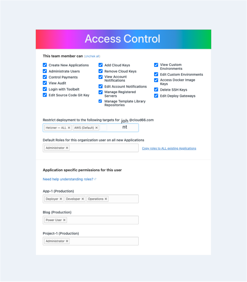 Cloud 66 Feature - Access Control