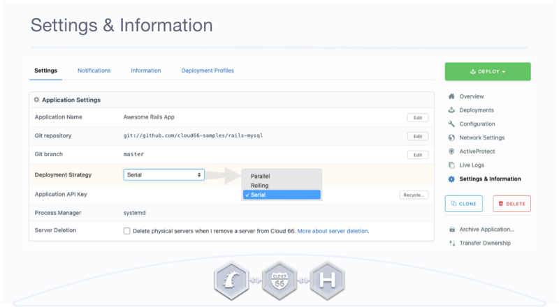 Setting and information on your Rails stack.