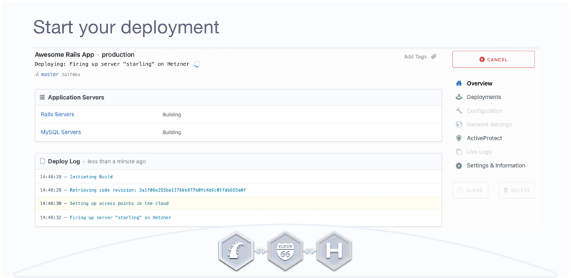 Start your Rails application deployment on Hetzner.