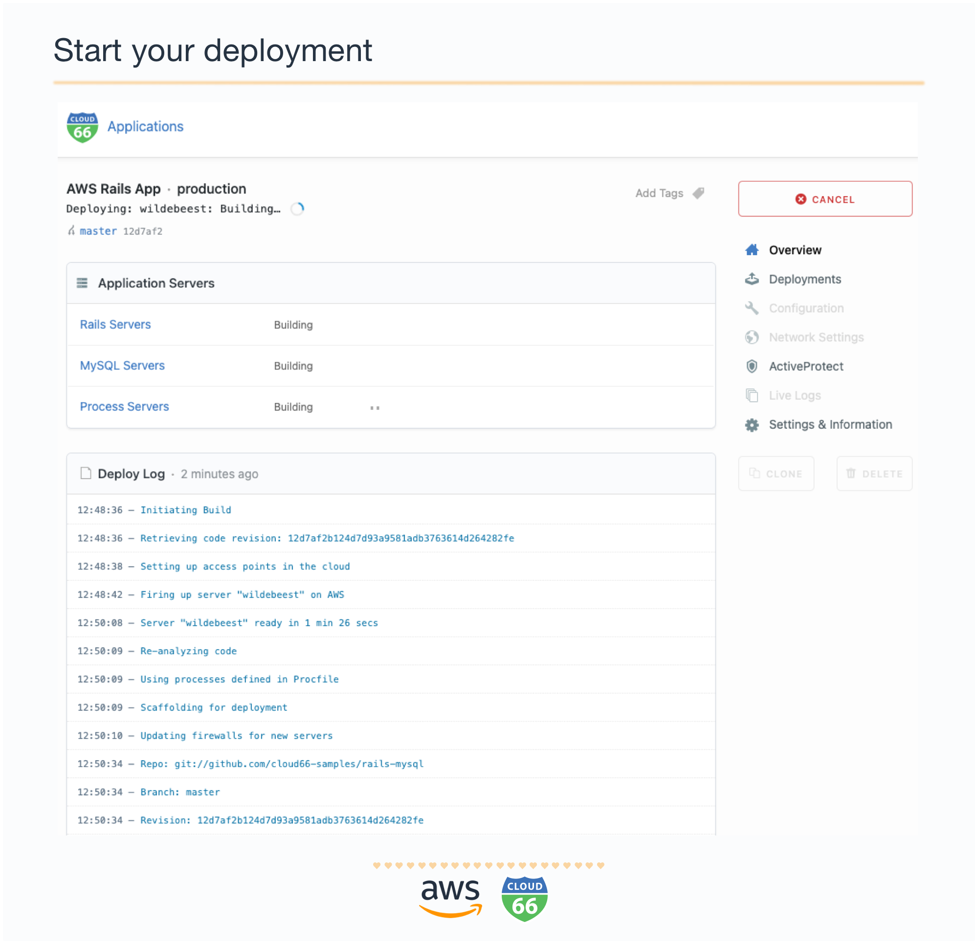 Click on Deploy Application button and see the deployment details