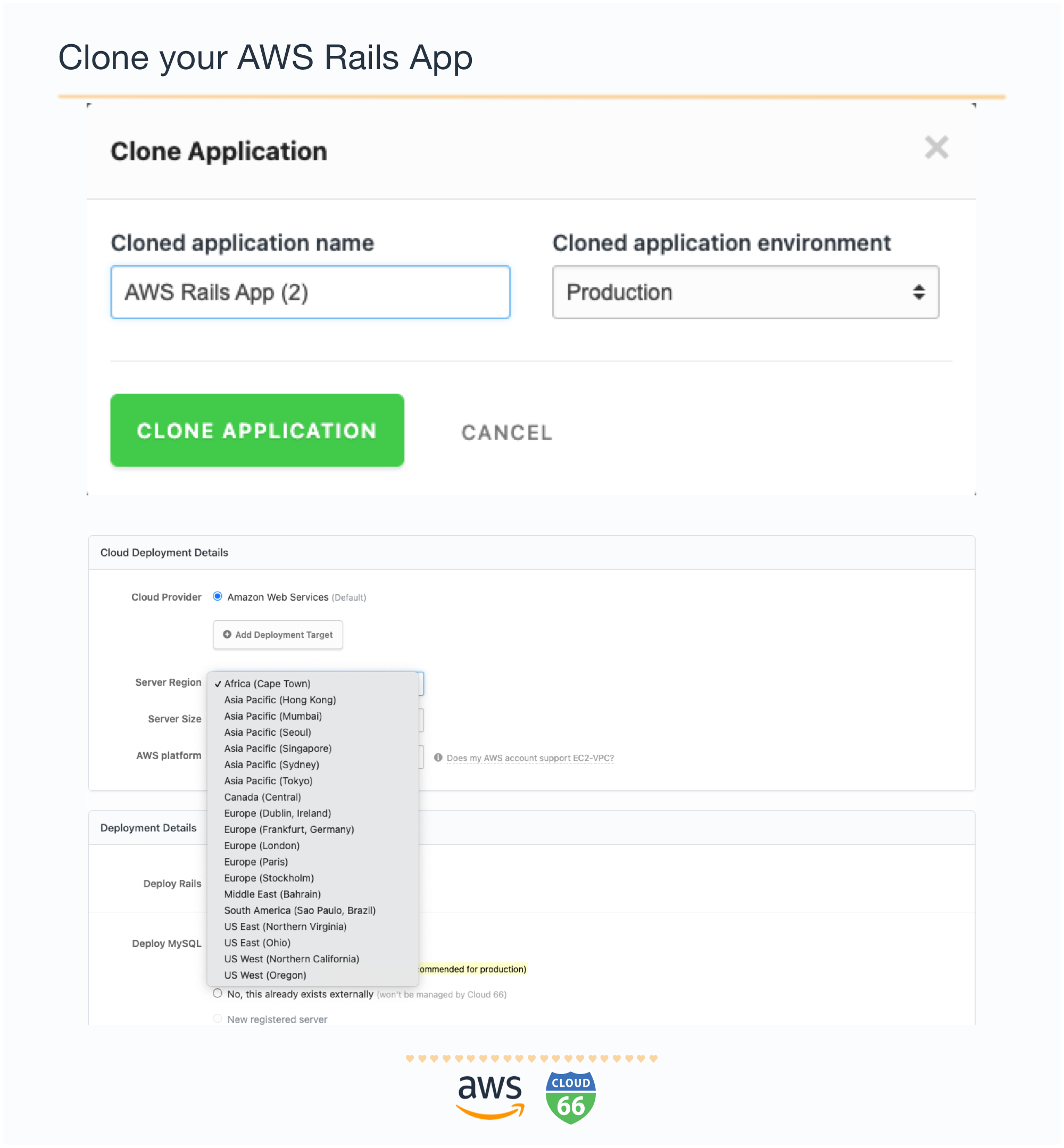 Clone your AWS Rails App and deploy to different region or different cloud.